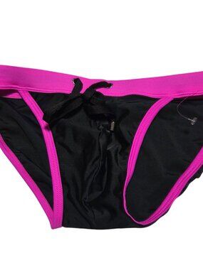 Black Pink Swim Brief Mens Size XS Drawstring Trimmed Edges Bikini Style Beach